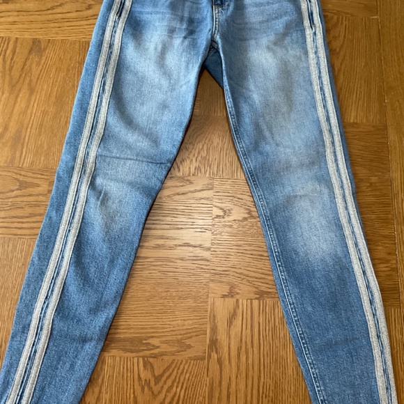 Anthropologie Pilcro Side Silver Stripe Denim Jeans Sz 26 - Picture 3 of 3
